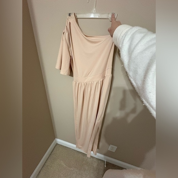 Amazon Women's One Shoulder Maxi Dress Champagne Wedding Size M - Picture 8 of 9